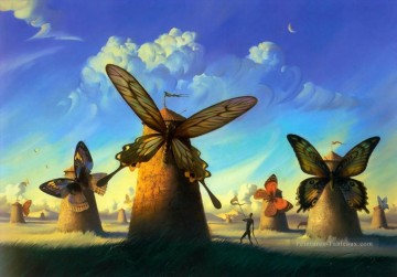 moderne Tableau Peinture - moderne contemporain 23 moulin à vent papillon de surréalisme